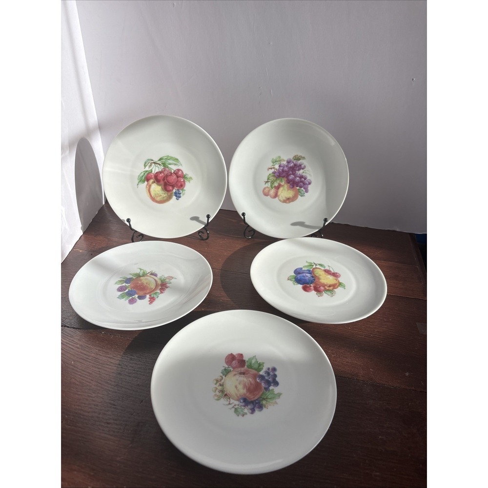 GDA Limoges France Fruit Harvest Porcelain‎ Bread Butter Plates (5) White 7.5"
